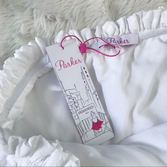 PARKER White One Shoulder Top Blouse Cotton Long Sleeve Ruffle Tassel XS New - Picture 5 of 16